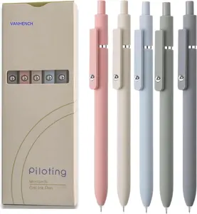 5 Pcs Quick Dry Black Ink Pens, 0.5mm Fine Point Smooth Writing Ballpoint Pens, Retractable Aesthetic Office Pens, High-End Series Gel Pens for School Supplies, Note Taking, Journaling, Home, Work, Business Gifts