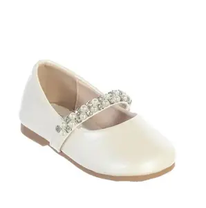 TTS116I - Leatherette Flats with Rhinestone - Ivory