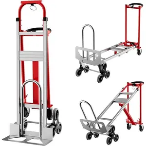 Foldable Hand Truck with Stair Climber Wheels - 3 in 1 Convertible Heavy Duty Dolly Cart with Elastic Straps, 800lbs Capacity, Aluminum Collapsible Hand Truck Dolly