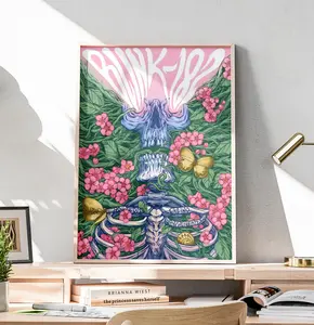 Retro Pop Punk Aesthetic Poster | Blink-182 Inspired Skeleton Wall Art