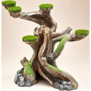 Artificial Moss Hollow Tree Trunk - Reptile Tank Decor with Resin Rocks - Aquarium Landscape Accessories for Gecko Habitat - Waterproof & Easy to Clean - Simulation Forest Decor for Fish Tanks fish  pump