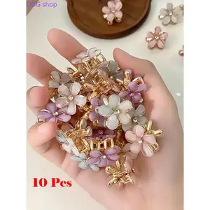 2026 10pcs Cute Flower Hair Claw Clips Set, Mini Plumeria Shark Clips for Women Girls, Colorful Floral Hair Accessories, Ideal for Mother's Day Gift & Daily Use