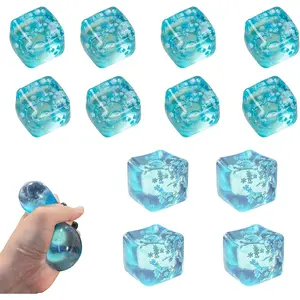 Ice Cube Squishy Toy, Stress Cube - Ice Cube Stress Balls with Snowflakes Inside, Slow Rising Cubes Stress Balls for Adults Kids, Nice Cubes Squishy for Party Favors (12PCS)