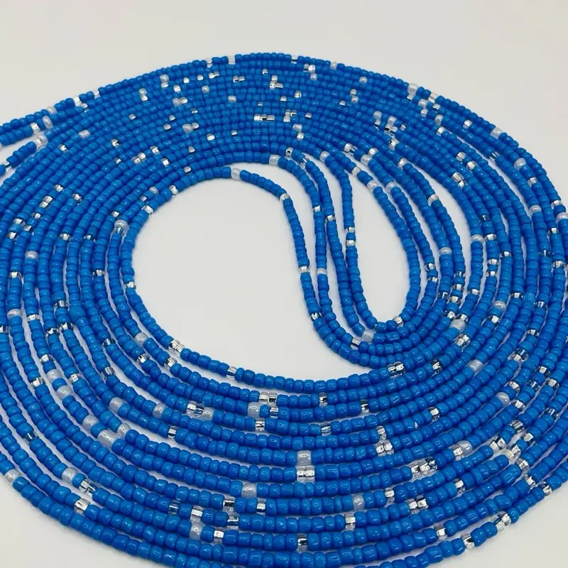 One Waistbeads per order. Pretty Blue Waist Beads - Blue Color with Silver Accents Waist Beads Product for Your Style Needs