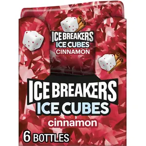 ICE BREAKERS Ice Cubes Cinnamon Sugar Free Chewing Gum Bottles, 3.24 oz (6 Count, 40 Pieces)