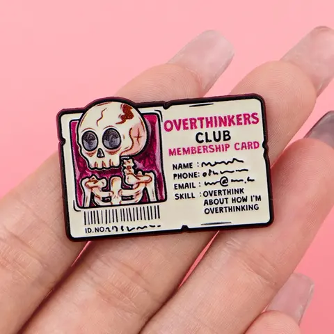 Horror Skull Enamel Brooch, Punk Vintage Zinc Alloy Badge, Clothing Backpack Accessory, Halloween Party Gift, All Seasons Wear, Overthinkers Club Membership Card