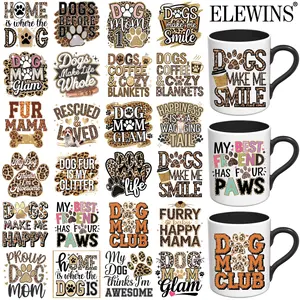 24pcs ELEWINS Dog Mom UV DTF Transfer Sheets • Scratch-Resistant Vinyl Cup Wraps with Paw Print & Bone Patterns • DIY Iron-On Labels for 16oz 20oz 40oz Mugs, Tumblers • Dog-Themed Party Favors • Compatible with Heat Press, No Mugs Included