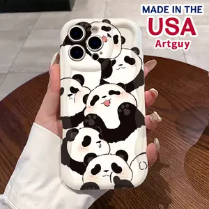 Compatible with iPhone 16 15 Pro Max Plus 14 13 12 11 X XR Many cute pandas Rugged Durable shockproof Anti-Scratch soft Silicone case