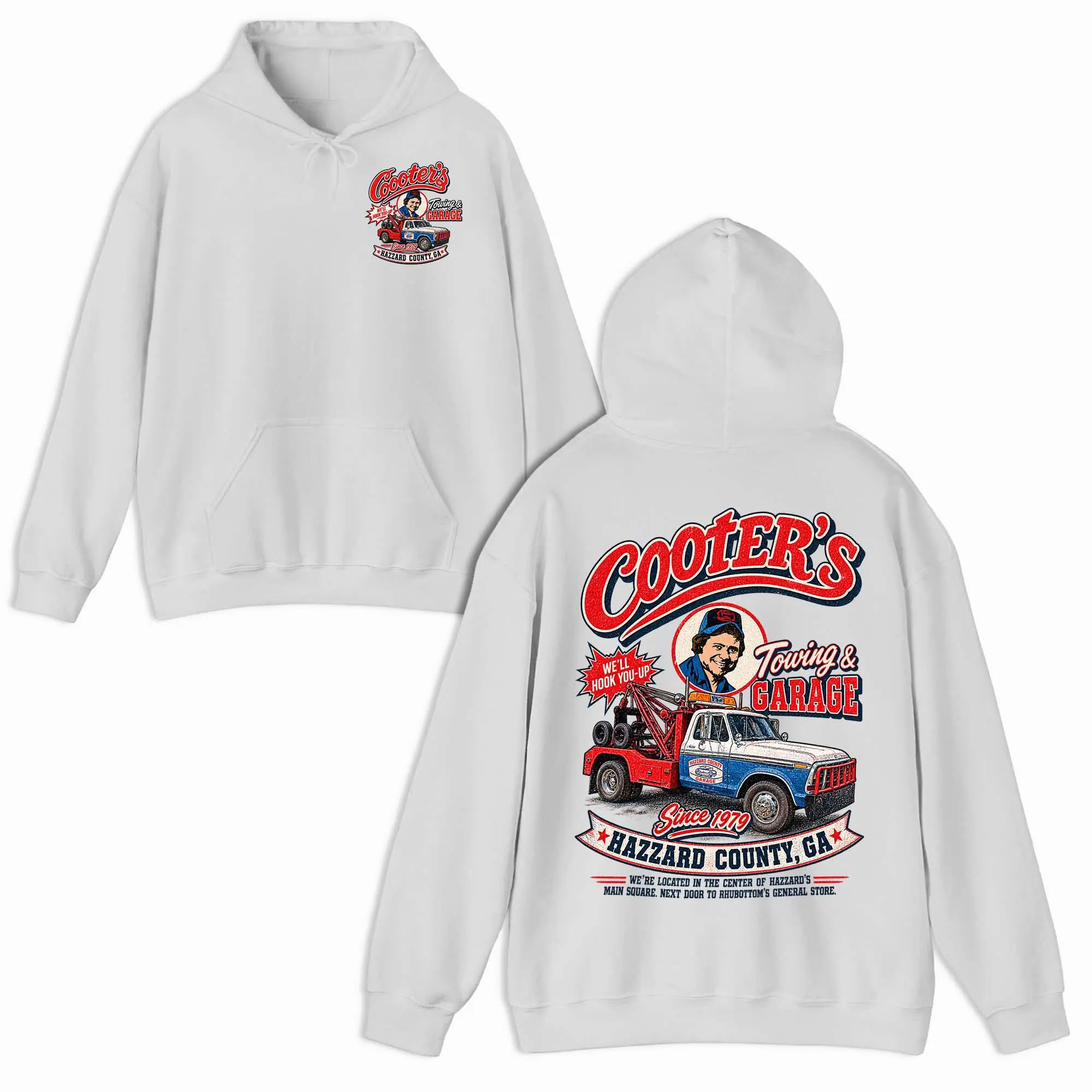 Cooter's Towing Hazzard County Hoodie, T-Shirt, Sweatshirt, Cooter Davenport Tribute Shirt, Retro Americana Hoodie, The Dukes Of Hazzard Fan Merch