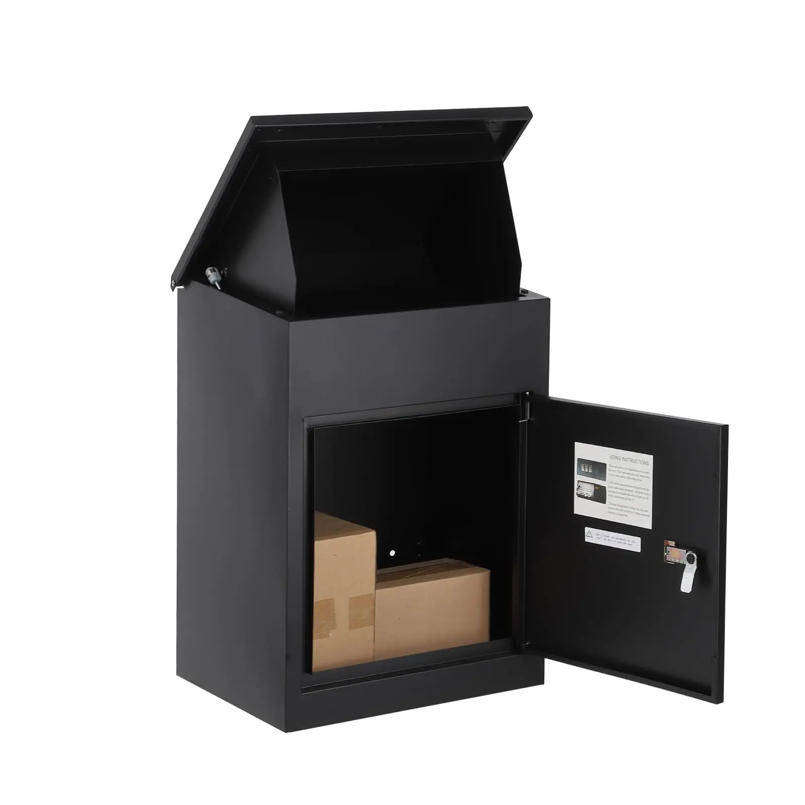 Garvee Galvanized Steel Package Delivery Box - 3.15 Cu Ft Heavy-Duty Parcel Box with Wall Mount, Anti-Theft Security Lock, All-Weather Waterproof Design & Expansion Bolts for Porch, Curbside Package Safe, Parcel Boxes