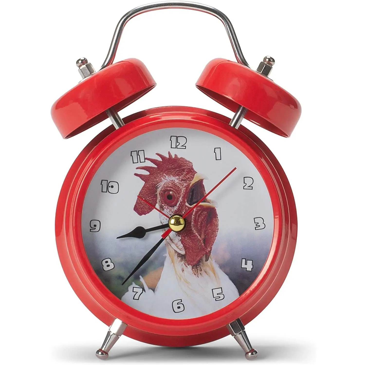 Wacky Wakers Red Rooster Bedside Tabletop Alarm Sound Clock - Novelty Rooster Crowing Alarm Clock, Farmhouse Kitchen Decor, Fun Wake Up Clock for Kids, Adults & Farm Animal Lovers, Battery Operated Desk & Nightstand Clock