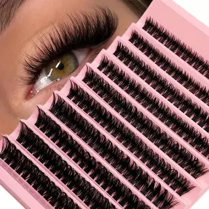 Lash Clusters 80D DIY Cluster Lashes Volume Eyelash Clusters Eyelash Extensions False Eyelashes Black Individual Lashes Super Thin Lash Band Wispy Lash Extension at Home DIY Dramatic Lashes, Lengthening Volumizing Lashes (60D,8-16mm)