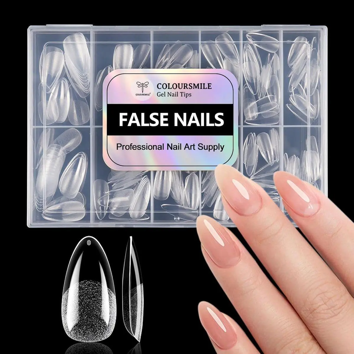 Medium Almond Full Cover Nail Tips - 216pcs Pre-Shaped Gelly Press on Nails, 12 Sizes for Acrylic French Extension, DIY & Salon