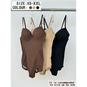 Women's Deep V Patchwork Ruched Slimming Bodysuit Set XS-Xxl, Casual All Season Underwear & Lingerie, Contrast Lace Design