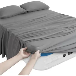 Sheet Set for Air Mattress - 4 count  Sheets Set Deep Pocket Up to 24 Inches - Soft  Breathable Air Mattress Sheets  Size with Extra Deep Pocket - Grey