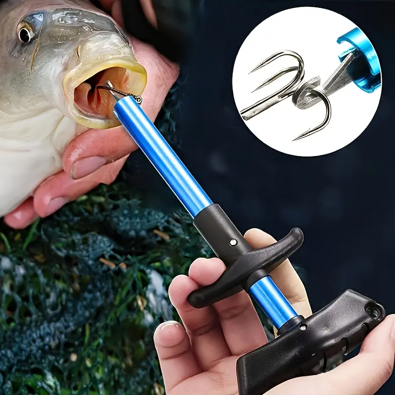 [Portable Hook Remover] 1 Painless Fish Hook Remover, Fish Hook Extractor, Fishing Gear, Quick Hook Removal. Aluminum Alloy Portable T-Type Hook Remover for Big Fish, Portable T-Type Deep Throat Hook Detacher for Large Catches, Without Battery
