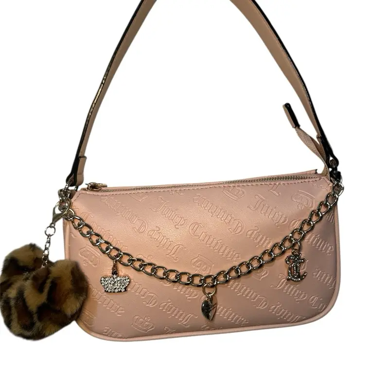 Juicy Couture Y2K Blush Monogram Mini Shoulder Bag Charm Strap NWT