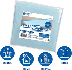 Educational Insights The Original Fluorescent Light Filters: Tranquil Blue 4-Pack, Fluorescent Light Covers, Easy Install for Classrooms, Office, Hospitals & Home, Teacher Classroom Essentials