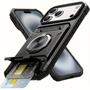 Reinforced Shockproof Hard Case| Metal Kickstand Card Holder| For iPhone11 12 13 14 15 16 17 Pro Max Plus Air & Samsung S23 S24 S25 Ultra Plus FE A55A56A35A36A26A14A15A16A17#5G Case