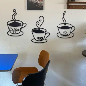 Creative Hangable Coffee Wall Hanging Decor, Decorative Home Iron Art Craft, Indoor Wall Decoration, Cafe Wall Mounted Metal Art, Home Decor Accessories