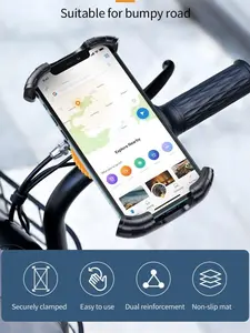 Motorcycle phone holder [Stable grip design] [Anti-drop function], upgraded motorcycle phone holder [1s stable locking mechanism], 360° rotatable phone holder for mountain bikes/bicycles, suitable for iPhone/ Samsung 4.7 - 6.9 inch phones