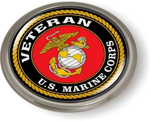 [Officially Licensed Product] - USMC Veteran 3D Domed CAR Emblem Badge Sticker Round - 8 VAR. Truck Decals Automotive Stylish Car Merch Car Accessories