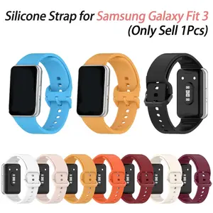 Strap For Samsung Galaxy Fit 3 Durable Silicone Smartwatch Strap Sport Watchband Single Color Adjustable Wristband Belt Accessories