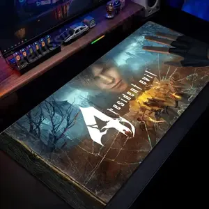 4 R-Resident Evil Game Mouse Pad, Keyboard Mat, Leon S. Kennedy Video Game Desk Mat, Resident Evil 4 Playmat For Computer Accessories, Gift For Gamers