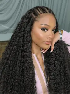 250% Density Jerry Curly Synthetic Lace Front Wig, 13x6 HD Breathable Lace, Natural Scalp with Pre-Plucked Hairline, Elastic Curly Wig for All Seasons