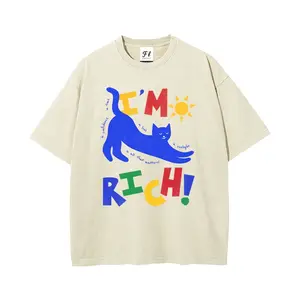 I’M RICH! in love in all that matters! Colorful Alphabet Stretching Unisex Plus Size Summer Graphic Tees Personalized Pattern Y2k Clothing Round Neck Short-Sleeved Washed T-Shirt,Women's Clothing 100% Cotton, Menswear, Top, Vintage Style, Casual Oversized