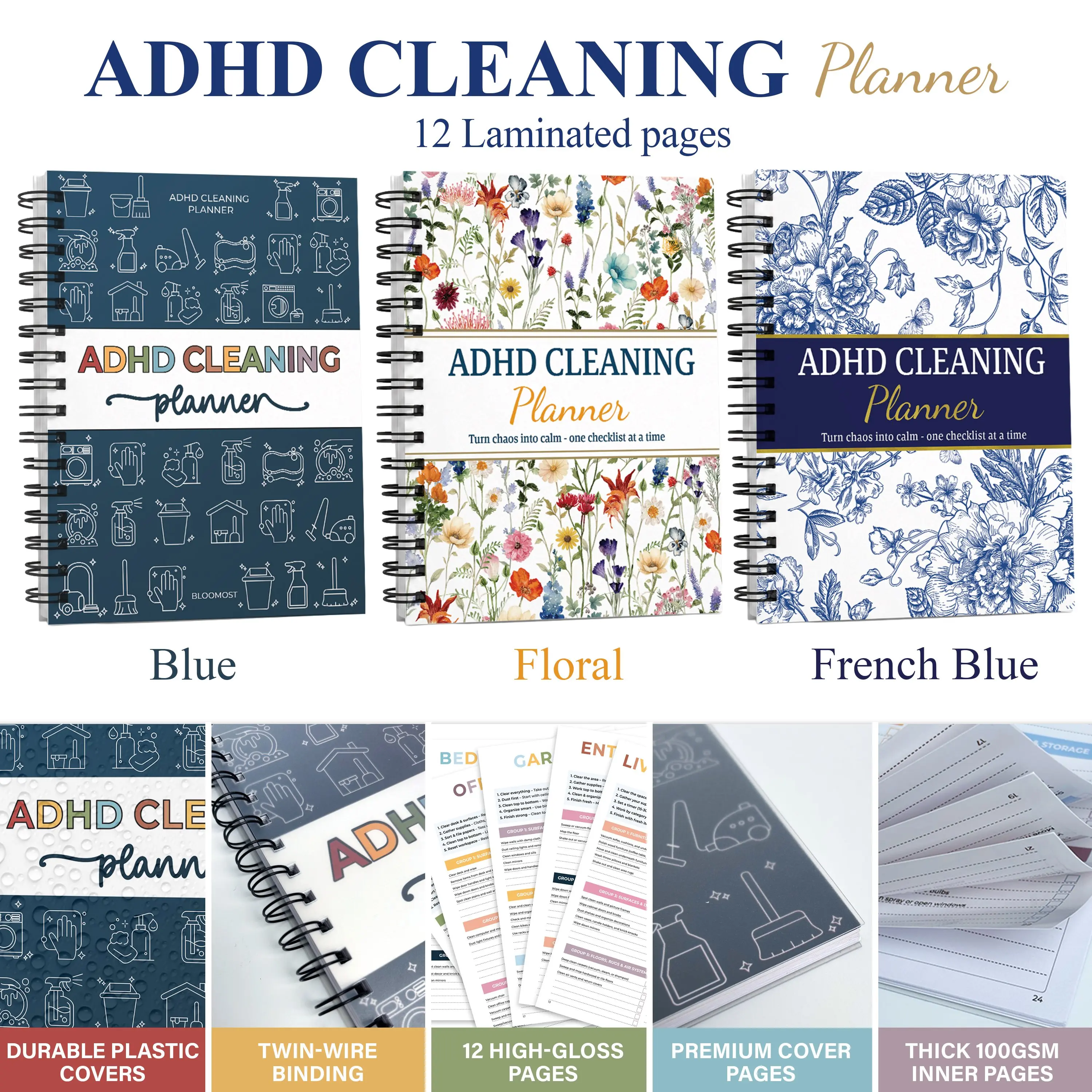 2026 ADHD Cleaning Planner - Office Stationery Organizer for ADHD Minds, Adults - Tailored Daily, Weekly, Monthly Household Checklists, Tasks to Boost Efficiency, Tailored Plans