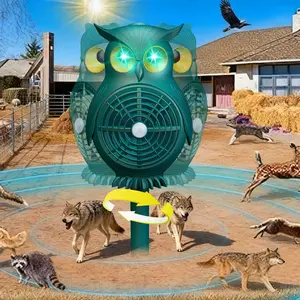 Solar Owl Decoy with Rotating Head 360° Bionic Animal Repellent Motion Activated Scarecrow for Garden Yard Realistic Visual Deterrent Against Birds Squirrels Rabbits