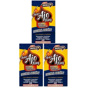 Artri Ajo KING Reforzado with Orthiga & Omega 3 Glucosamine Vitamin Turmeric Collagen 100 Tabs Mexico for Joint Health supplements eocute natural Capsules PACK OF 3