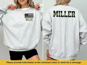 Custom Army Wife Sweatshirt with Name, Personalized Army Solider Family