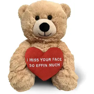 10" Embroidered Words Teddy Bear with Gift Bag - Cute Toys, Long Distance Touch Party Gifts - Funny Plush for Girlfriend - Birthday, Anniversary Occasions - Witty Stuffed Animal