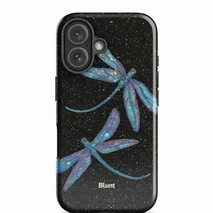 Blunt Sparkling Dragonfly Printed Case for iPhone 17 16 15 14 Pro Max | Aesthetic Galaxy Starry Night Phone Cover | Glitter Effect Insect Graphic Printed Case