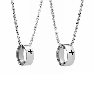 The Unity Cross Necklace Set | Matching Titanium Steel Pendants, Hypoallergenic. A Subtle Bond, A Shared Belief. #CoupleJewelry #MinimalistCross #EverydayBond