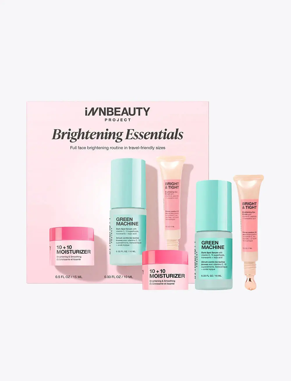 Brightening Essentials Travel Skincare Kit – Moisturizer, Eye Cream + Brightening Serum for Radiant, Even-Looking Skin