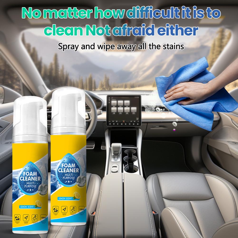 4-in-1 Multi-Enzyme Foam Cleaner 5oz, All-Purpose Deep Cleaning Spray for Car Interior, Kitchen Grease, Bathroom Tiles, Sofa Upholstery (1PC+1*Sponge+Towel) outdoorfun