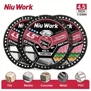 【Summervibes】 NiuWork Diamond Tile Cutting Blades, 4.5" Multi-functional Diamond Blade-No Chipping Ultra-Thin Dry Cut Blade for Marble/Quartz/Stone/Tile/Metal/Plastic Red multiple size
