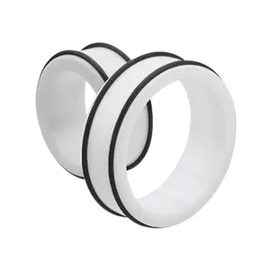 Large Gauge Acrylic No Flare Tunnels with Black O-Rings - Pair