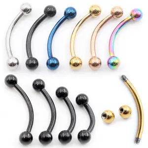 Alisouy 1PC Stainess Steel Ball Curved Barbell Lip Eyebrow Rings Snug Daith Helix Ear Cartilage Earrings Body Piercing Jewelry