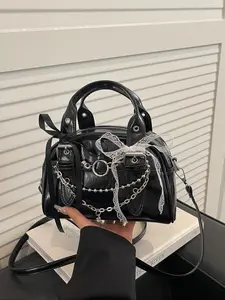 Vintage Fashion Handbag, Sweet Scarf Design, Cool Shoulder Crossbody Bag, Unique Simple Messenger Bag, Casual Style, Fashionable Crossbody Bag