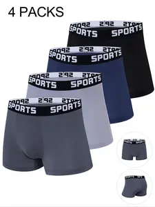 4-piece set of men's boxy underwear, casual, comfortable, simple, fashionable, boxy underwear, square underwear, soft and comfortable fabric, casual, sports, elastic underwear, fashionable, breathable, skin friendly, fashionable, solid color, durable, cla