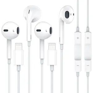 Headphone Earbuds, iPhone 2Pack [MFi Certified] Wired Earphones (Built-in Microphone & Volume Control) Noise Canceling Isolating Headphones for iPhone 14/13/12/11/SE/X/XR/XS/8/7