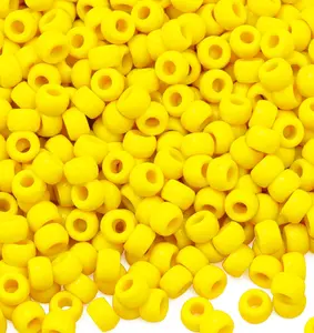 1000Pcs Pony Beads Bracelet 9mm Yellow Plastic Barrel Pony Beads for Necklace,Hair Beads for Braids,Key Chain,Jewelry Making (Yellow)