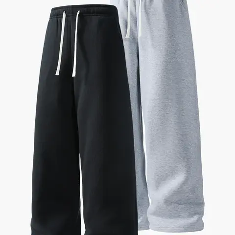 Men’s casual athletic long pants for spring and autumn, loose straight fit, knit versatile sweatpants