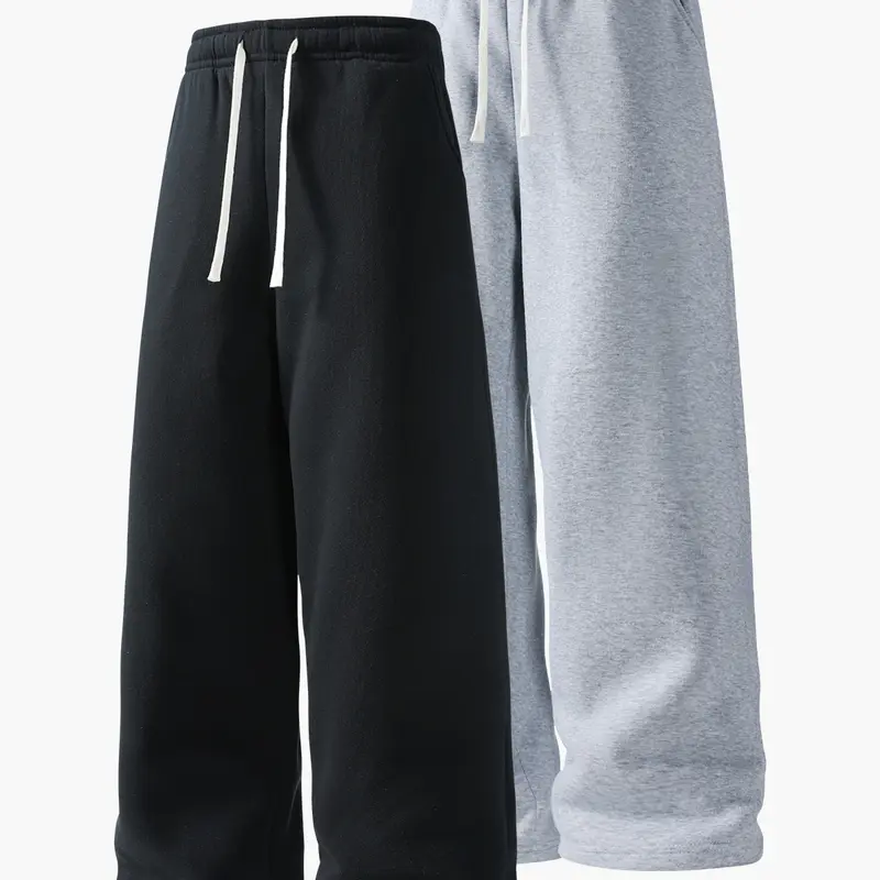 Men’s casual athletic long pants for spring and autumn, loose straight fit, knit versatile sweatpants