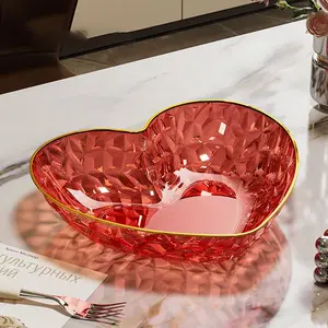 1pc Heart-Shaped Fruit Candy Tray, Transparent Crystal Feel with Trim, Luxurious Food-Grade Tableware for Weddings & Celebrations, Elegant Snack Display for Living Room, Dining Table, Office & Hotels