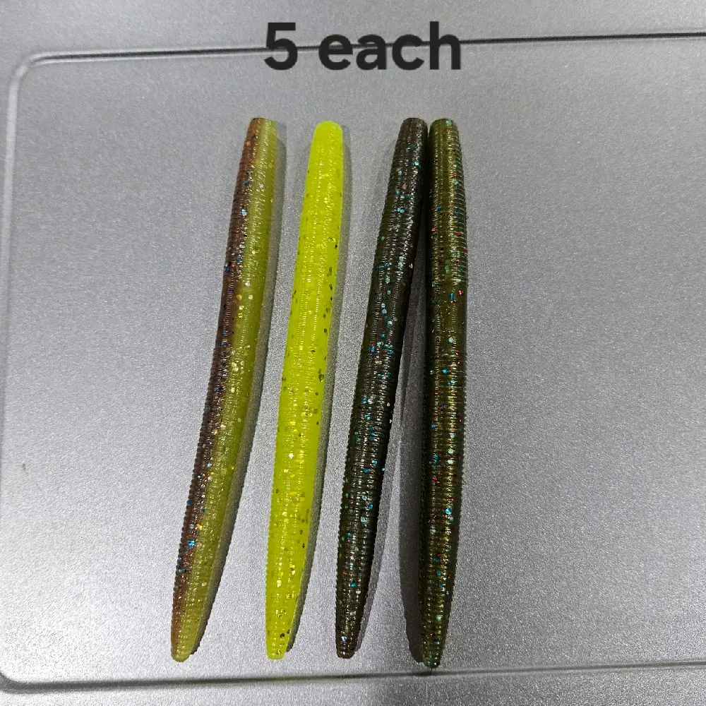 5 Inch Senko-Style Fishing Lure Worm, 20-Pack Mixed Colors